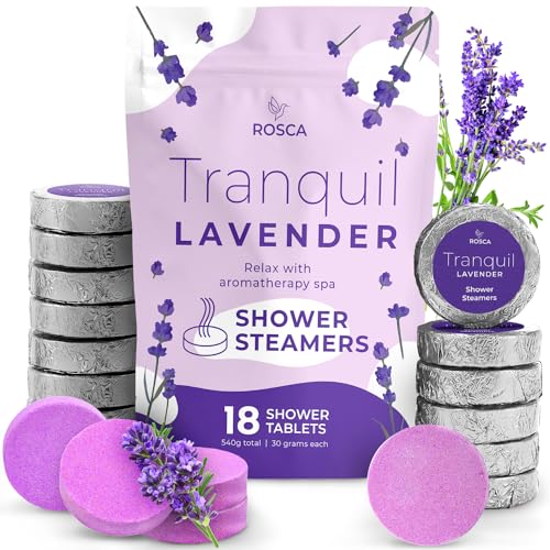 Rosca Lavender Shower Steamer Gift Set - Relaxing Aromatherapy, Natural Essential Oils - 18pcs