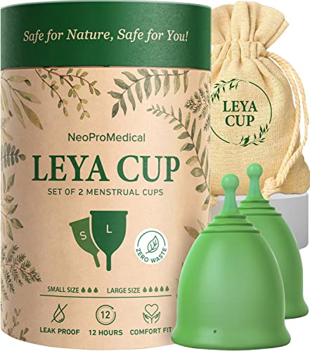 Leya Menstrual Cup Set - Medical Grade Silicone, Leak-Proof, 10-Year Lifespan - 2 Cups