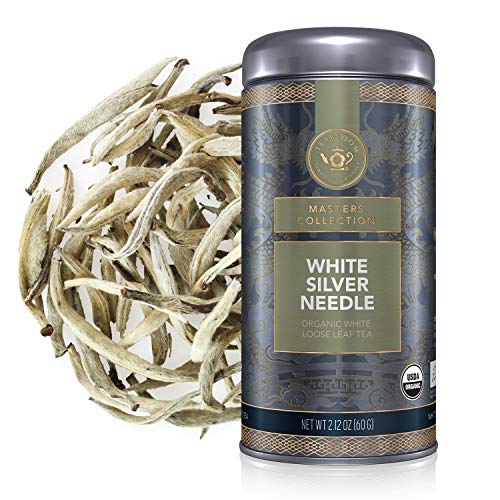 Teabloom Organic White Silver Needle Tea - Delicate Honeysuckle Aroma, USDA Organic - 2.12oz