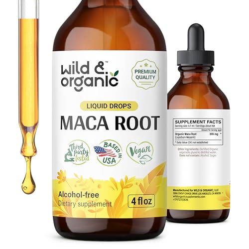 Wild & Organic Maca Root Liquid Drops - Overall Health Support, Alcohol-Free - 4 fl oz