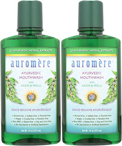 Auromere Ayurvedic Mouthwash - Freshens Breath with Neem, Vegan, Non-GMO - 16 fl oz, 2 Pack