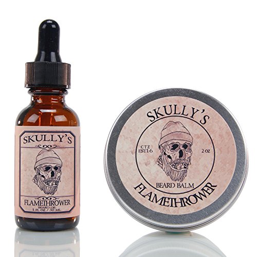 Skully's Beard Oil & Balm Set - Moisturizes & Tames, All-Natural Cinnamon Scent - 1oz & 2oz