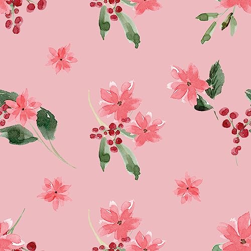Waterleaf Paper Co. Dissolvable Gift Wrap - 100% Compostable, Poinsettia Floral Design - 10 Sq Ft
