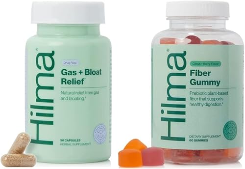 Hilma Digestive Enzyme Blend - Natural Gas & Bloat Relief with Prebiotic Fiber Gummies - 60ct