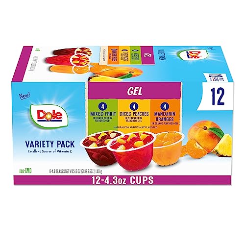 Dole Fruit Bowls in Gel Variety Pack - Naturally Gluten Free, Rich in Vitamin C - 12 Cups