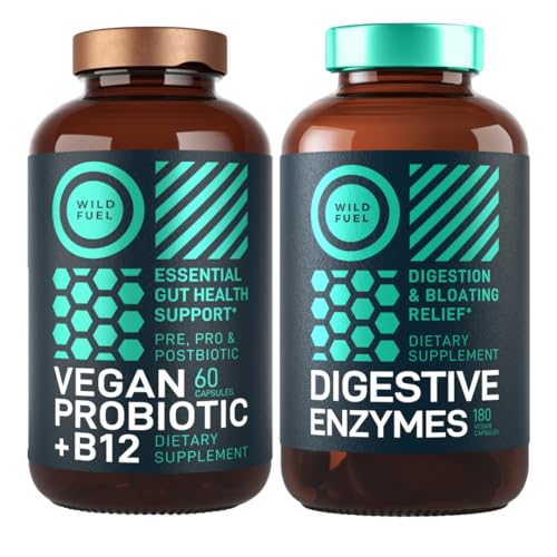 Vegan Digestive Enzymes & Probiotics - Supports Gut Health, Bloating Relief - 180 Caps