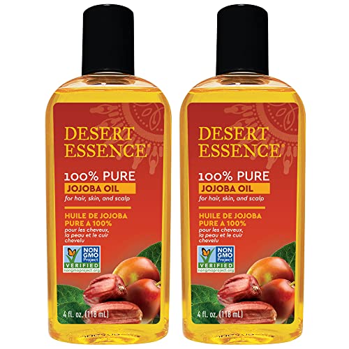 Desert Essence Jojoba Oil - Hydrating Carrier Oil, Non-GMO, Vegan - 4 Fl Oz Pack of 2