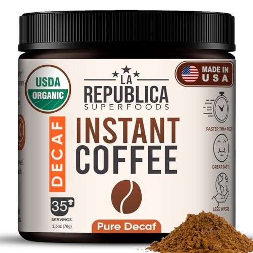 La Republica Organic Decaf Instant Coffee - Rich Flavor, Low-Acid, Antioxidant-Rich - 35 Servings