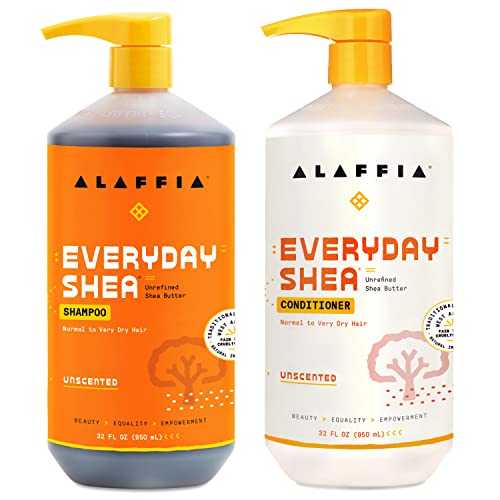 Alaffia EveryDay Shea Shampoo & Conditioner - Gently Cleanses, Moisturizes, Fair Trade - 32oz Each