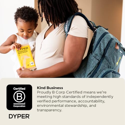 DYPER Size 5 Bamboo Diapers & Travel Wipes - Soft, Absorbent, Hypoallergenic - 60 Pack