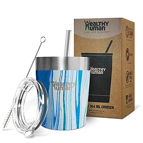 Healthy Human Stainless Steel Tumbler - Keeps Drinks Hot & Cold, Insulated, 12oz Ocean Tide