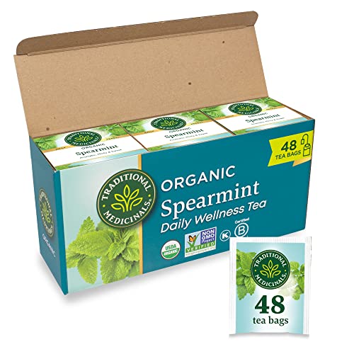 Traditional Medicinals Organic Spearmint Tea - Supports Wellness, Caffeine Free, 48 Bags