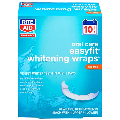 Rite Aid Whitening Wraps - Enamel-Safe Stain Remover, Visible Results in 3 Days - 20 Count