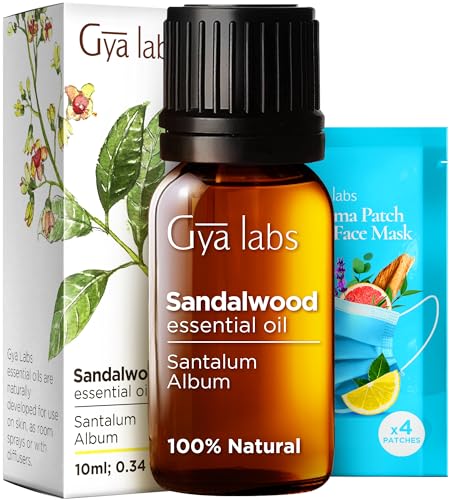 Gya Labs Sandalwood Essential Oil - Skin Moisturizer & Hair Care, Aromatherapy Blend - 0.34 fl oz