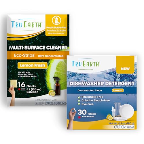 Tru Earth Kitchen Cleaning Bundle - Powerful Dish Detergent & Multi-Surface Sheets, 8.5oz each