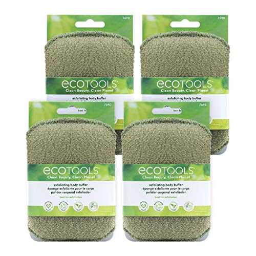 EcoTools Body Scrub - Removes Dead Skin, Vegan, Recycled Materials, 4 Count Buffers