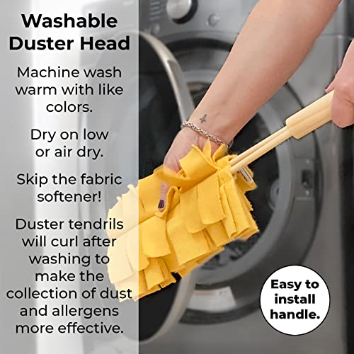 Marley's Monsters Washable Duster - Organic Cotton Head, Natural Wood Handle, Scratch Free