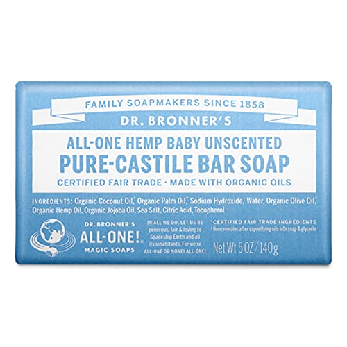 Dr. Bronner's Pure-Castile Bar Soap - Gentle Organic Formula for Face, Body & Hair - 5oz