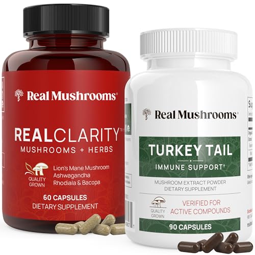 Real Mushrooms Mushroom Supplement Bundle - Boosts Mental Clarity, Immune Support - 150ct