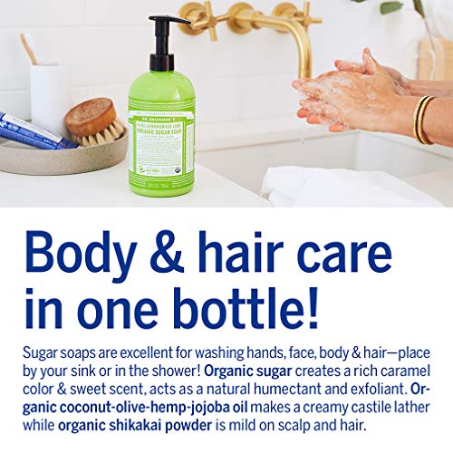 Dr. Bronner's Organic Sugar Soap - Nourishing with Organic Oils & Shikakai, Lemongrass - 64oz