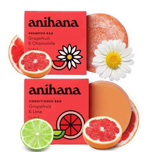 ANIHANA Shampoo & Conditioner Bar Set - Deep Cleansing, Softening for Dry Hair - 80 Washes