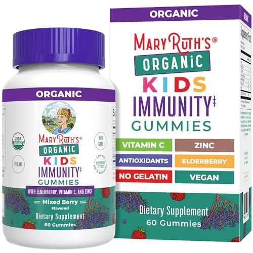 MaryRuth Organics Kids Immune Support Gummies - Organic Vitamin C, Zinc & Elderberry - 60 Count