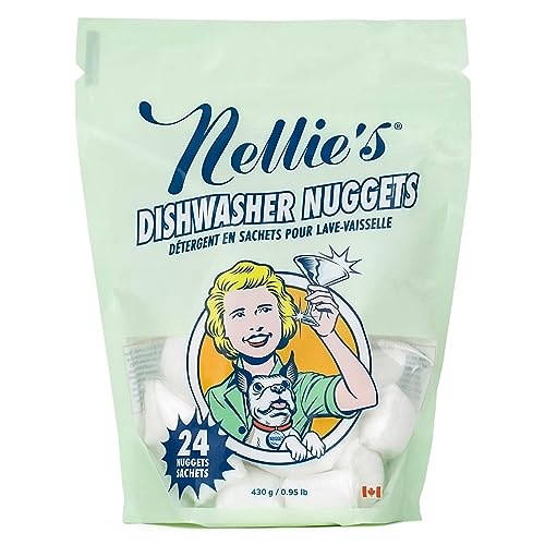 Nellie's Dishwasher Nuggets - Plant-Based, Residue-Free Cleaning Power - 24 Pack