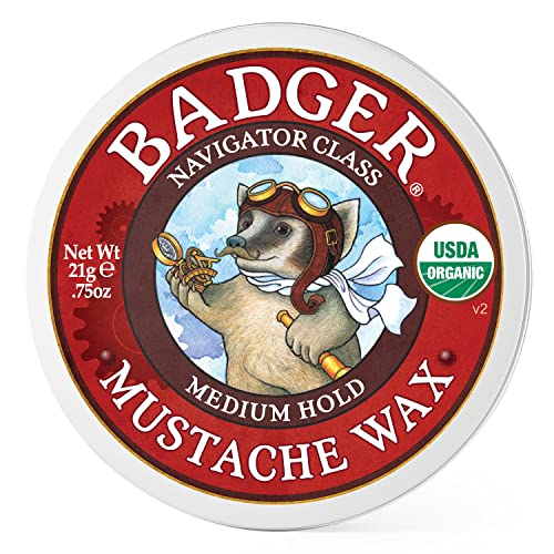 Badger Mustache Wax - Medium Hold, Certified Organic, Natural Ingredients - 0.75 oz