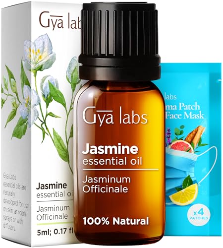 Gya Labs Jasmine Essential Oil - Nourishing for Skin & Hair, Floral Aroma for Diffusers - 0.17 Fl Oz