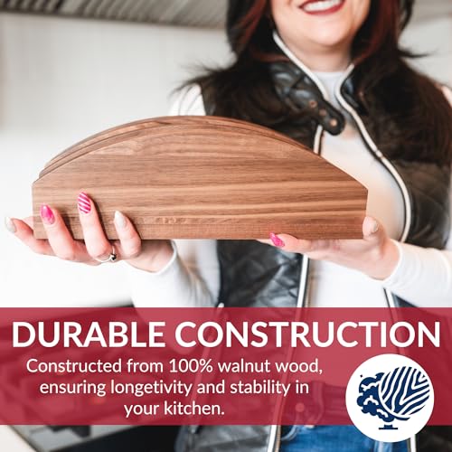 Virginia Boys Kitchens Cutting Board Holder - Durable 100% Walnut Wood, Supports Thick Boards