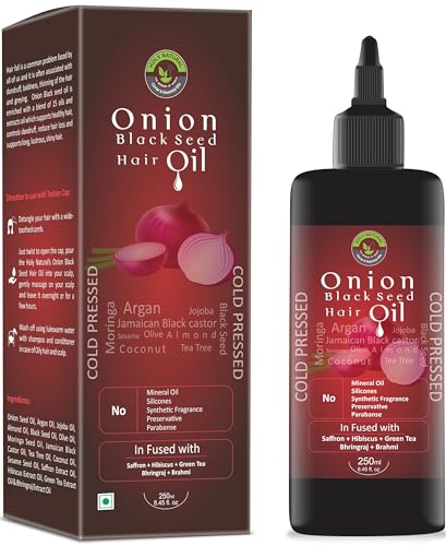 HOLY NATURAL Onion Black Seed Hair Oil - Promotes Growth, Nourishes Follicles - 8.45 fl oz