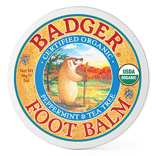 Badger Foot Balm - Moisturizes & Soothes Dry Cracked Feet, Organic Olive Oil & Tea Tree - 2 oz