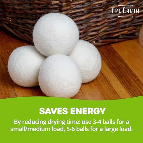 Tru Earth Wool Dryer Balls - Reduce Drying Time, Safe for Sensitive Skin - Set of 4 XL 100% Wool