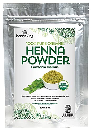 Discovery Naturals Henna - Vibrant Hair & Tattoo Color, Organic & Vegan - 100g Powder Kit