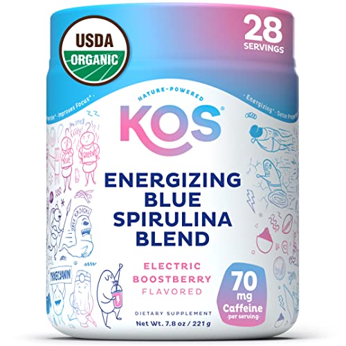 KOS Energizing Blue Spirulina Blend - B Vitamins, Adaptogens, Vegan, 28 Servings