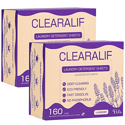 CLEARALIF Laundry Detergent Sheets - Powerful Clean, Gentle on Skin, Lavender - 160 Sheets