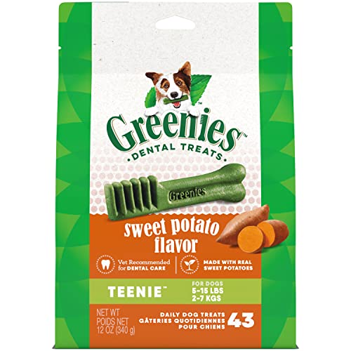 Greenies Teenie Dog Dental Treats - Supports Dental Care, Real Sweet Potato Flavor - 12oz