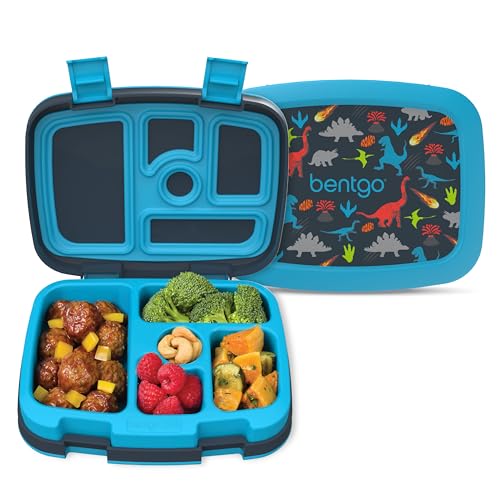 Bentgo Kids Prints Bento Lunch Box - Leak-Proof, BPA-Free, Durable Design, Dinosaur - 5-Compartment