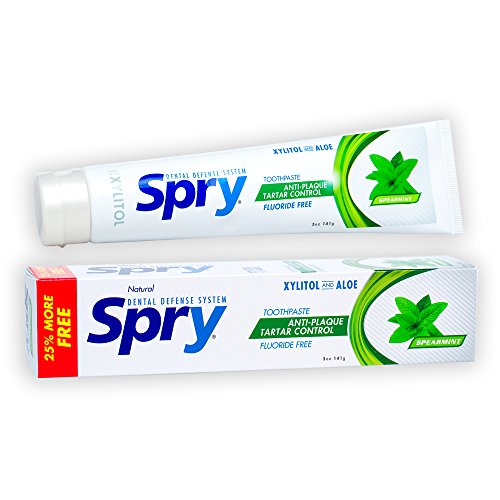 Spry Toothpaste - Natural Teeth Whitening, Moisturizes Dry Mouth, Spearmint Flavor - 5oz