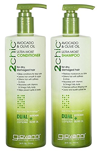 GIOVANNI 2chic Ultra-Moist Shampoo & Conditioner Set - Nourishing Hydration, Vegan-Friendly - 24 oz