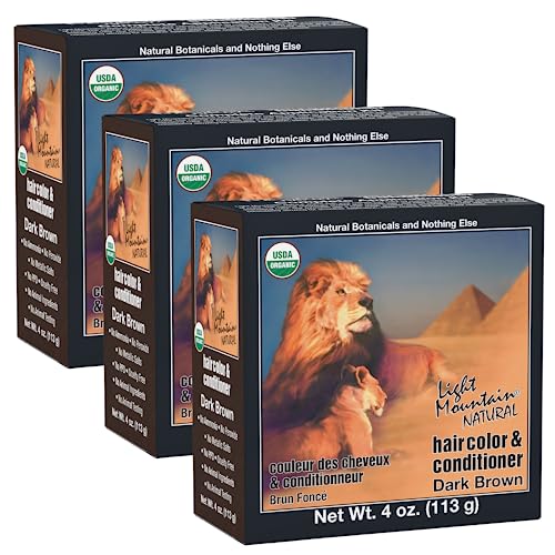 Light Mountain Henna Hair Color - Nourishing Dark Brown, Organic & Chemical-Free - 4oz (Pack of 3)