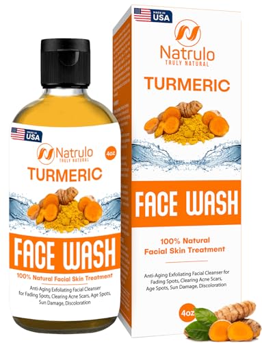 Natrulo Turmeric Facial Cleanser - Hydrating Anti-Aging, Fades Spots & Scars - 4oz