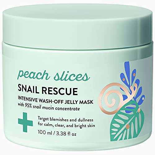 Peach Slices Snail Rescue Face Mask - Hydrates & Brightens, 95% Snail Mucin - 3.38 oz