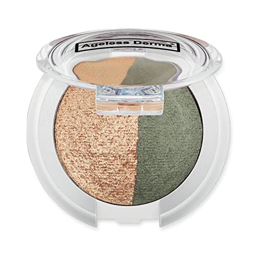 Ageless Derma Creamy Mineral Baked Eyeshadow Duo - Youthful Radiance, Vegan Formula - Green-Apricot