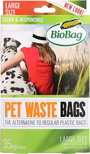 BIOBAG Pet Waste Bags - 100% Biodegradable & Compostable, GMO-Free Corn - 35 Large Bags