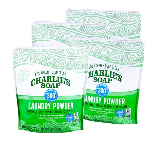 Charlie's Soap Laundry Detergent - Hypoallergenic Deep Clean, Fragrance-Free - 8lb Bag, 1200 Loads