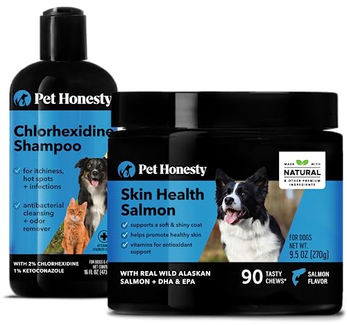 PetHonesty Chlorhexidine Pet Shampoo - Itch Relief, Healthy Skin & Coat, Salmon Oil - 16oz