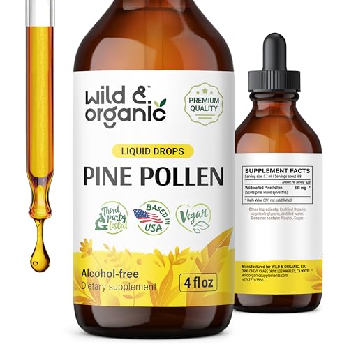 Wild & Organic Pine Pollen Tincture - Immune Support, Vegan & Alcohol-Free - 4 fl oz