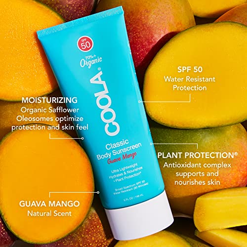 COOLA Sunscreen SPF 50 - Water Resistant, Antioxidant-Rich, Vegan, Guava Mango - 5 Fl Oz