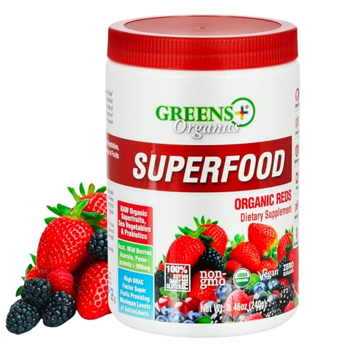 Greens+ Organic Reds Superfood Powder - Boost Energy & Vitality, Vegan, USDA Certified - 8.46oz